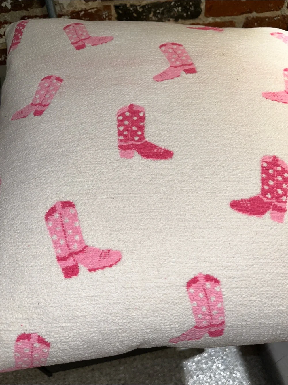 C&C California Pink Boot Pattern Accent Pillow on Cream
